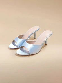 Glizzene Women's New British Style Fashion French Sexy Elegant Round Toe Slip-On Comfortable Minimalist Mid-High Heel - Baby Blue - View 1