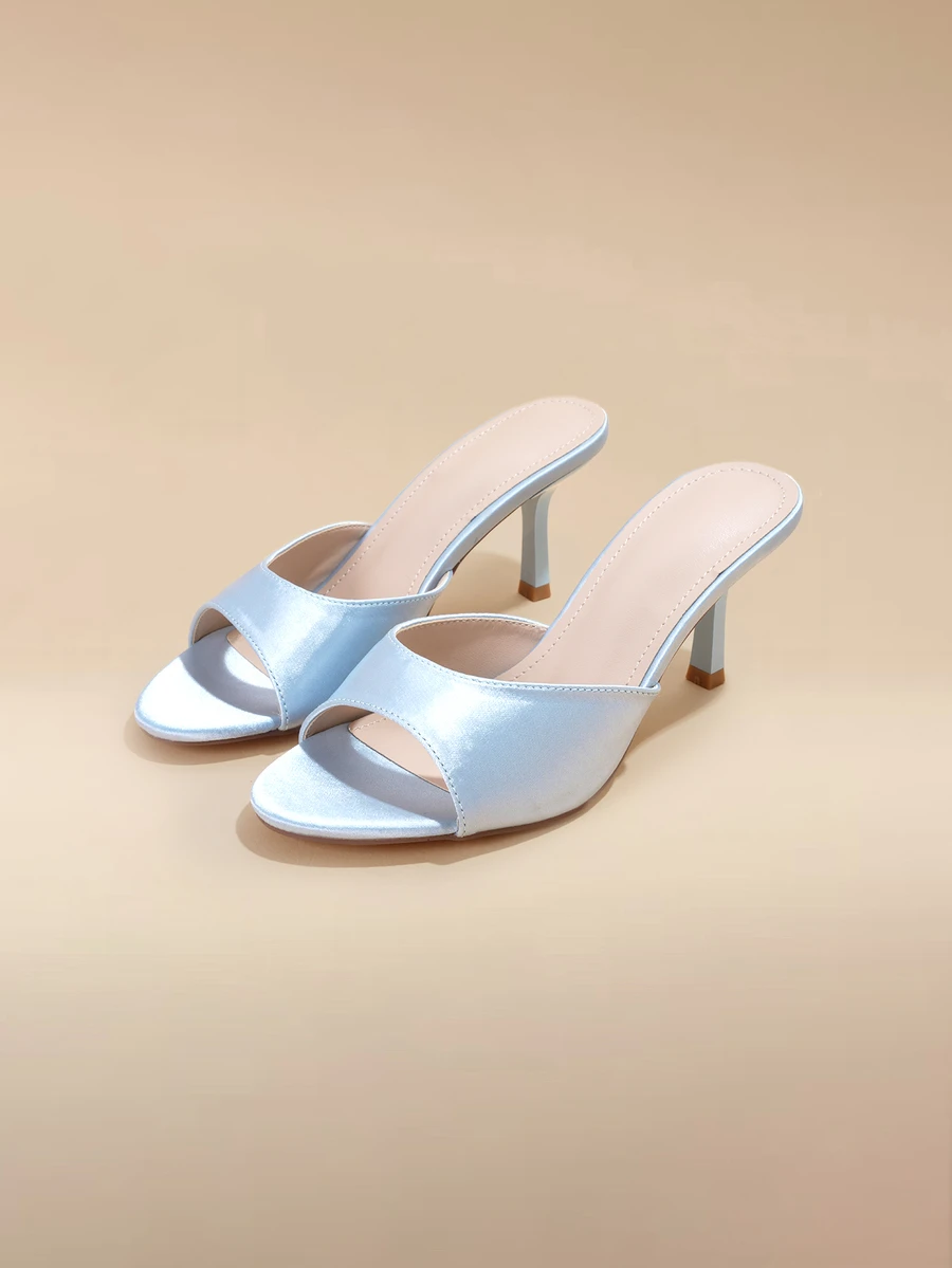 Glizzene Women's New British Style Fashion French Sexy Elegant Round Toe Slip-On Comfortable Minimalist Mid-High Heel - Baby Blue - View 1