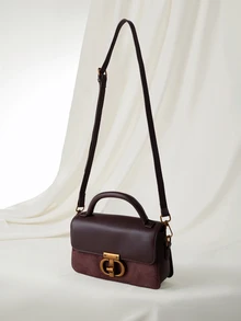 Clariva Minimalist Premium Handbag, Flap Shoulder Square Bag, Fashion Handbag, Suitable For Women's Daily Commute, Shopping, Travel - Brown - View 2
