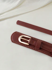 Clariva 1條休閒百搭女士腰帶，修身款式，適合日常和通勤穿著 - 棕色 - 查看 3