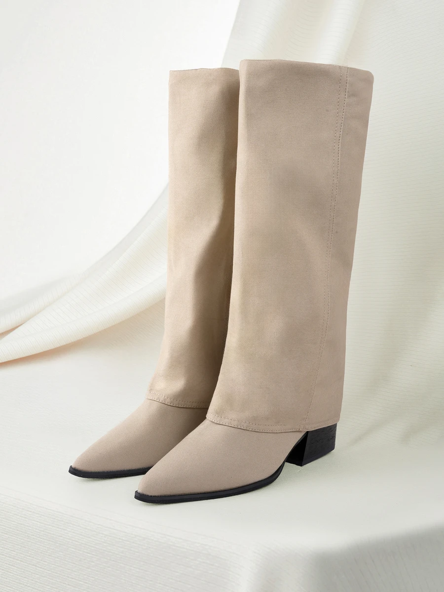 Clariva Fall/Winter Khaki Wide Leg Pants Tube Boots For Women, New 2025 Summer Pointed Toe Straight Tube High Boots - Khaki - View 1