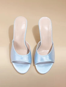 Glizzene Women's New British Style Fashion French Sexy Elegant Round Toe Slip-On Comfortable Minimalist Mid-High Heel - Baby Blue - View 2