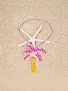 Tropiscape Novachic 1pc Vacation Style Sea Starfish Palm Tree Sea Turtle Animal Beaded Pendant Bag CharmHandmade Nail Beads - Pink - View 2