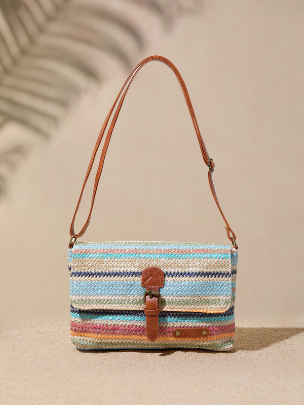 Tropiscape New Fashion Straw Bag, Shoulder Crossbody Bag, Versatile Stylish Straw Saddle Bag For Women