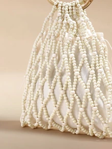 Glizzene 2026 Spring/Summer New Handmade Beaded Handbag, Round Handle Bag, Beach Vacation Bag,  T-Shirt, Blouse, Camisole Dress. - White - View 3