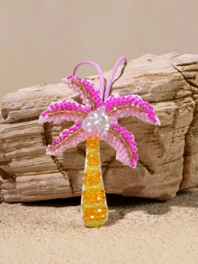 Tropiscape Novachic 1pc Vacation Style Sea Starfish Palm Tree Sea Turtle Animal Beaded Pendant Bag CharmHandmade Nail Beads - Pink - View 1