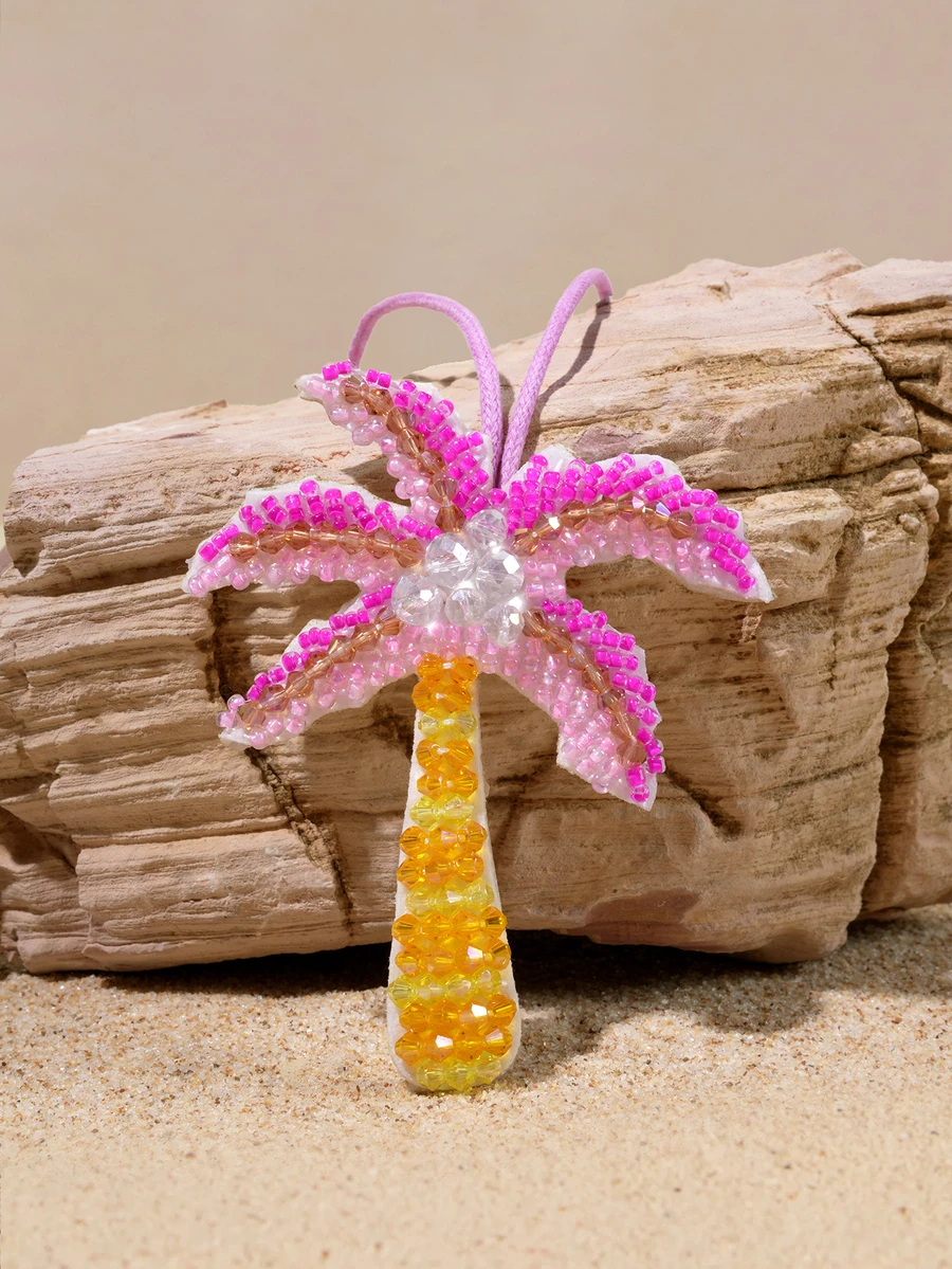 Tropiscape Novachic 1pc Vacation Style Sea Starfish Palm Tree Sea Turtle Animal Beaded Pendant Bag CharmHandmade Nail Beads - Pink - View 1