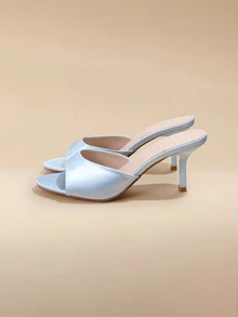 Glizzene Women's New British Style Fashion French Sexy Elegant Round Toe Slip-On Comfortable Minimalist Mid-High Heel - Baby Blue - View 3