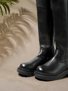 Tropiscape Match With Dresses, Women's Fashion Boots, European And American Thick Heel Thick Sole Western Boots - Black - View 4