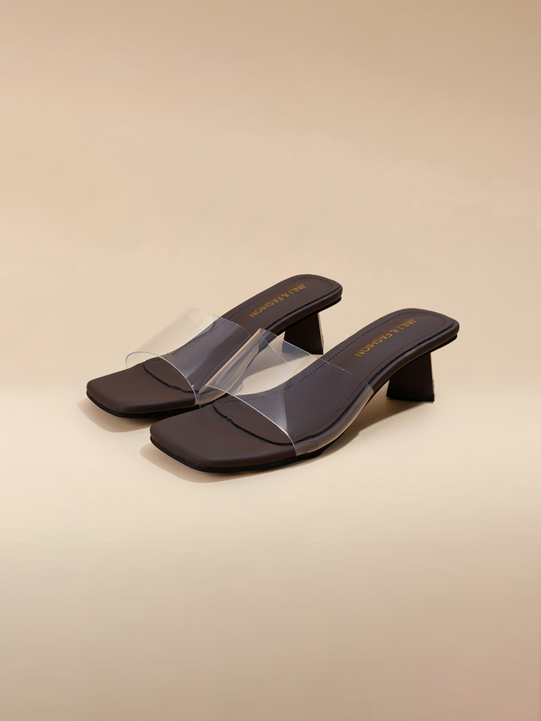 Glizzene 2026 New Solid Color Fashionable Basic Thick Heel Transparent Sandals For Women, Summer Outdoor Wear