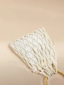 Glizzene 2026 Spring/Summer New Handmade Beaded Handbag, Round Handle Bag, Beach Vacation Bag,  T-Shirt, Blouse, Camisole Dress. - White - View 4