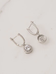 Clariva 1 Pair Fashion Cubic Zirconia Teardrop Earrings, Suitable For Women To Wear On Weddings, Engagements, Valentine's Day And Other Occasions - Silver - View 2