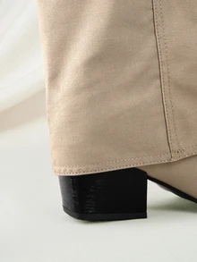 Clariva Fall/Winter Khaki Wide Leg Pants Tube Boots For Women, New 2025 Summer Pointed Toe Straight Tube High Boots - Khaki - View 3