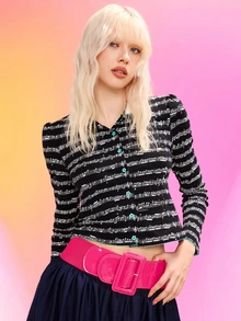 Trivaya Cinturón con hebilla rectangular, para verano, escuela, otoño, Halloween - Rosa Fucsia - Ver 3