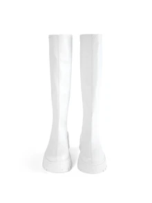 Rollcall Women's Back Zipper Thick Sole Knee-High Boots, Fashionable Premium Autumn/Winter Riding Boots - White - View 2