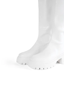 Rollcall Women's Back Zipper Thick Sole Knee-High Boots, Fashionable Premium Autumn/Winter Riding Boots - White - View 4