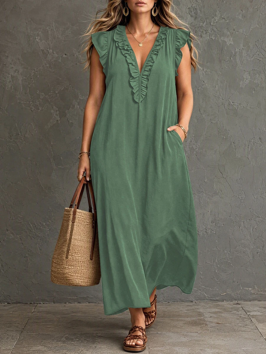 Women's Plus Size Country Western Hippie Bohemian Patchwork Floral V-Neck Button Short Sleeve Flowy Maxi Dress Elegant Summer
