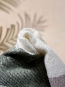 Tropiscape 1条100%纯羊毛格子围巾/披肩，女士款，高品质冬季保暖围脖，生日礼物 - 綠色 - 查看 3