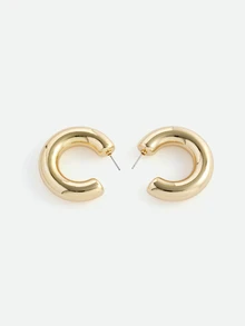 CHICVUE Minimalist Cuff Hoop Earrings - Yellow Gold - View 2