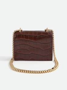 CHICVUE Mini Minimalist Latch Chain Shoulder Bag - Brown - View 3