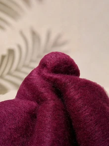 Tropiscape 1pc Solid Color Scarf, Warm Neck Accessory For Winter, Thick Knitted Fringed Shawl, Suitable To Pair With Dresses - Burgundy - View 3