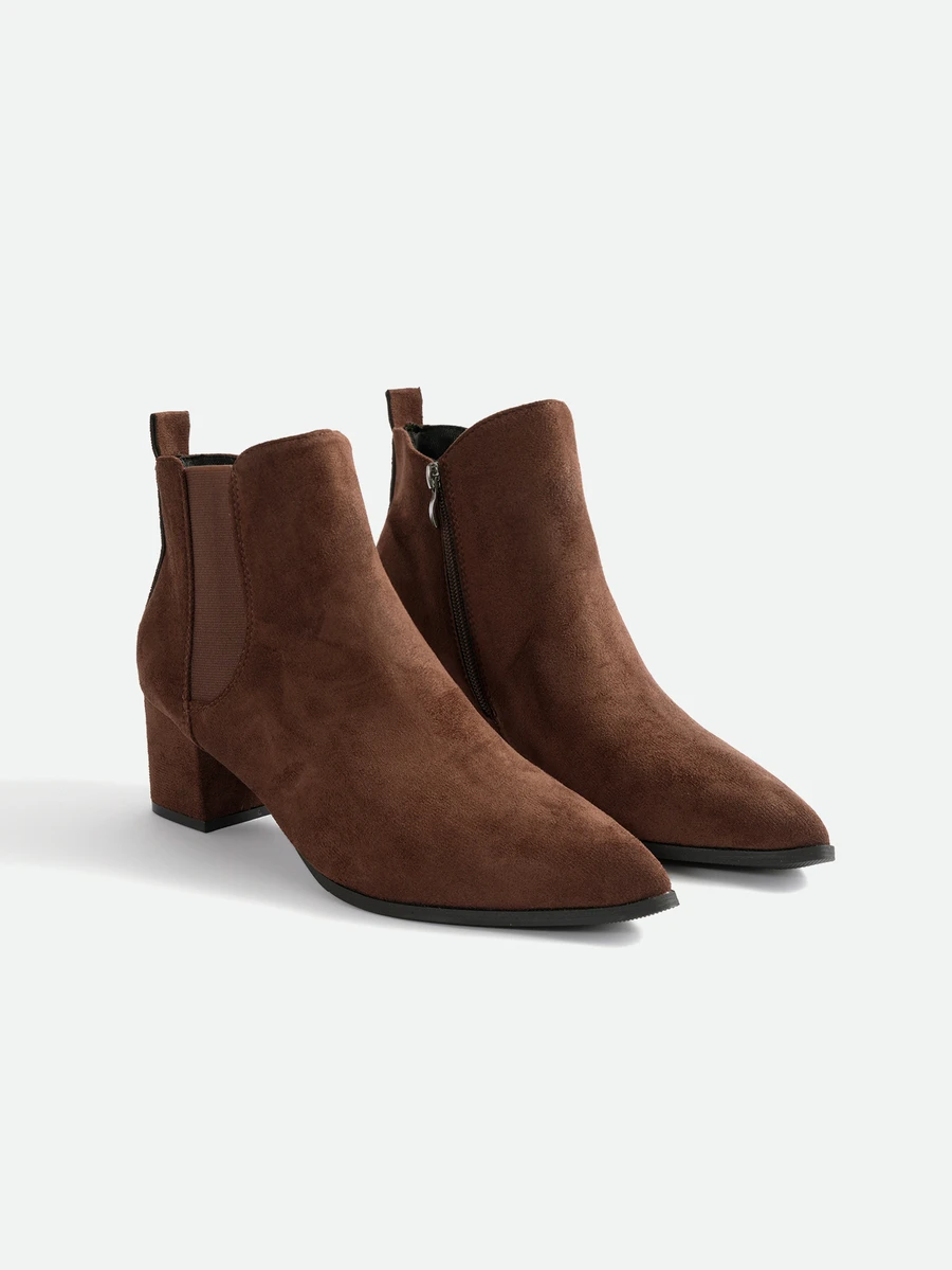 CHICVUE 1 Pair New Pointed Toe Fashion Ankle Boots, Solid Color Elegant ...