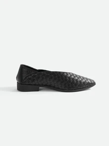 CHICVUE Women's Retro Fish Scale Woven Casual Comfortable Simple Flat Shoes, Suitable For Spring And Autumn - Black - View 3