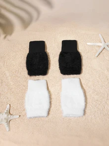 Tropiscape 2 Pairs Fingerless Knitted Gloves For Women, Warm Winter - Multicolor - View 1