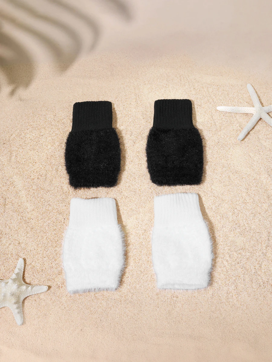 Tropiscape 2 Pairs Fingerless Knitted Gloves For Women, Warm Winter - Multicolor - View 1