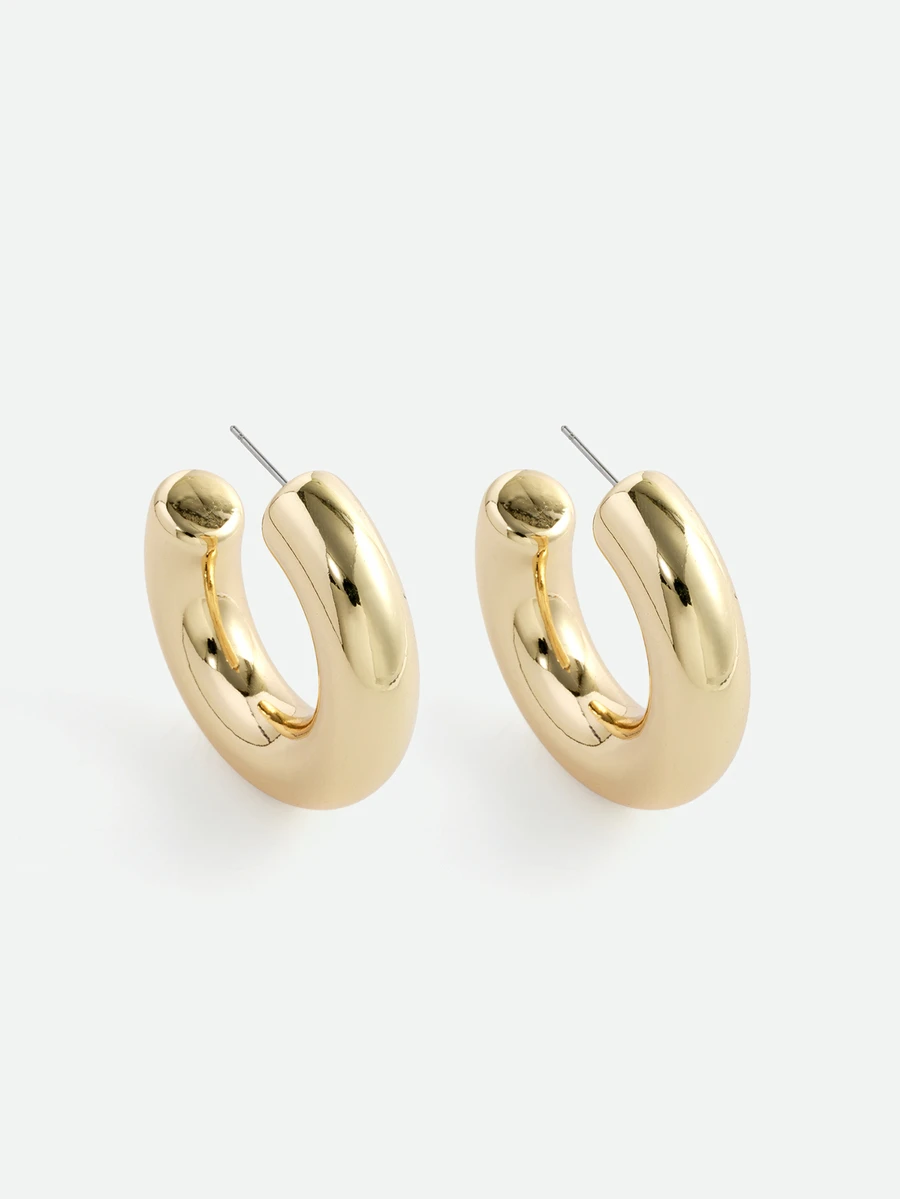 CHICVUE Minimalist Cuff Hoop Earrings - Yellow Gold - View 1