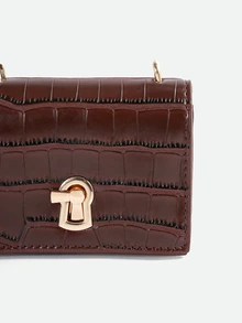 CHICVUE Mini Minimalist Latch Chain Shoulder Bag - Brown - View 4