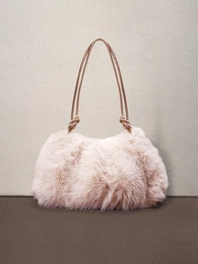 Hatastic Cute Fluffy Cloud Design Handbag, Fashionable Shoulder/Crossbody Bag, Suitable For Commuting, Must-Have For New Year , Cute , Kawaii Halloween - Khaki - View 1
