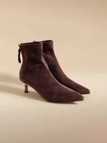 Glizzene 7cm High Heel Brown Ankle Boots & Ankle Boots, Comfortable & Fashionable Pointed Toe Slim Fit Elastic Boots ,Kitten Heels - Brown - View 3