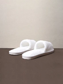 Hatastic Fall/Winter Women Single Band Bedroom Slippers Knit Fashion Home Slippers White,Fluffy Slippers Halloween - White - View 2