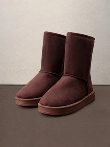 Hatastic 最新冬季雪地時尚中筒保暖女靴，毛皮，派對萬聖節 - 棕色 - 查看 3