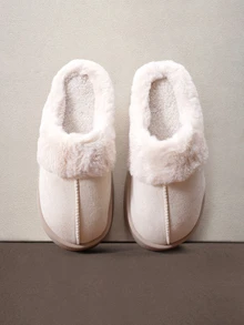 Hatastic Women's Plush Lined Thick Sole Warm Slippers For Indoor Home Use, Winter New Arrival Halloween - Beige - View 1