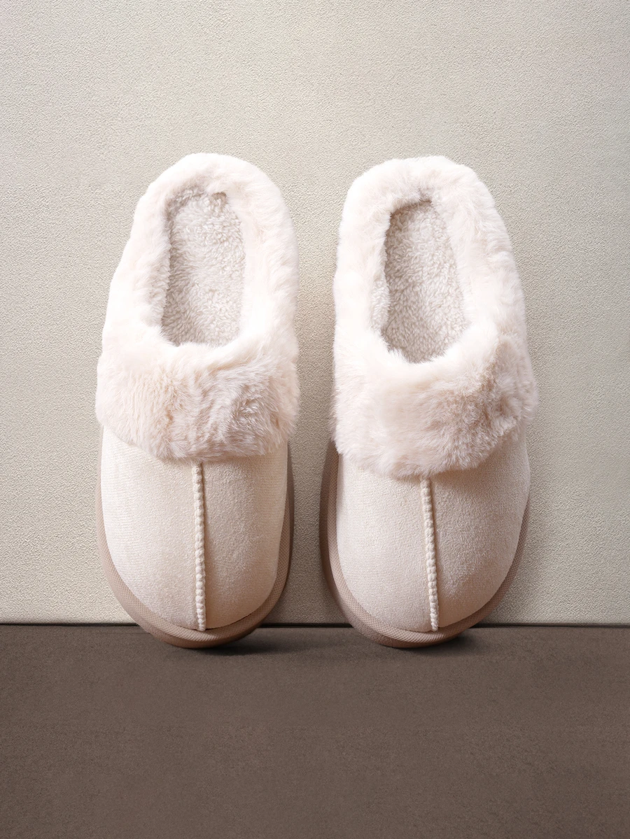 Hatastic Women's Plush Lined Thick Sole Warm Slippers For Indoor Home Use, Winter New Arrival Halloween - Beige - View 1