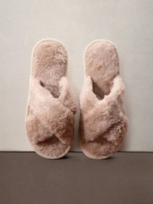 Hatastic Dép đi trong nhà hở mũi lông xù cho nữ, dép lê lông mềm ấm áp cho mọi mùa, mùa thu/đông, dép cô dâu Halloween - Lạc đà - Xem 1