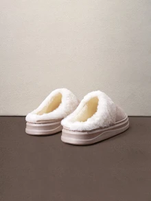 Hatastic Plush Closed Toe Slippers, Warm Women's Slippers For Autumn/Winter, Thick Non-Slip Durable Sole, Unisex Indoor Home Slippers Halloween - Apricot - View 2