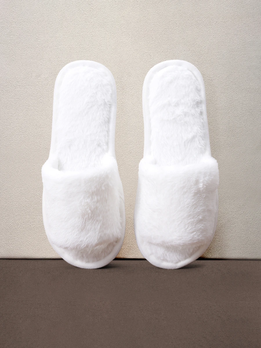 Hatastic Fall/Winter Women Single Band Bedroom Slippers Knit Fashion Home Slippers White,Fluffy Slippers Halloween - White - View 1
