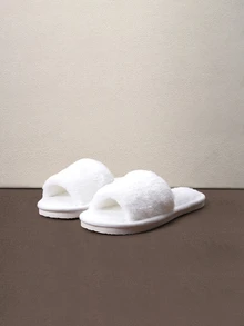 Hatastic Fall/Winter Women Single Band Bedroom Slippers Knit Fashion Home Slippers White,Fluffy Slippers Halloween - White - View 3