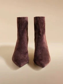 Glizzene 7cm High Heel Brown Ankle Boots & Ankle Boots, Comfortable & Fashionable Pointed Toe Slim Fit Elastic Boots ,Kitten Heels - Brown - View 2