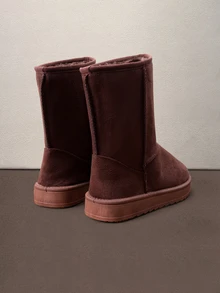 Hatastic 最新冬季雪地時尚中筒保暖女靴，毛皮，派對萬聖節 - 棕色 - 查看 2