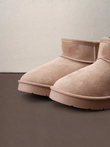 Hatastic 女款冬季熱銷百搭時尚休閒保暖內裡加厚保暖短雪靴，冬季萬聖節 - 卡其色 - 查看 4