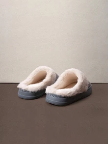 Hatastic Fuzzy Flip Flops With Thick Soft Sole For Couples, Autumn/Winter Halloween - Grey - View 2