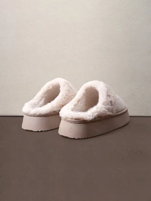 Hatastic Women's Plush Lined Thick Sole Warm Slippers For Indoor Home Use, Winter New Arrival Halloween - Beige - View 2