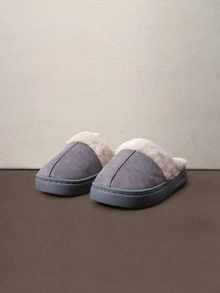Hatastic Fuzzy Flip Flops With Thick Soft Sole For Couples, Autumn/Winter Halloween - Grey - View 3
