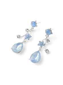 Rylithe Bộ 3 món màu mận cổ điển, bao gồm bông tai và dây chuyền pha lê tím, phù hợp cho cô dâu, phù dâu, tiệc cưới - Màu xanh nhạt - Xem 3