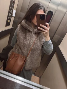 Women's Faux Fur Vest, High Neck Sleeveless Winter Outerwear, Fashion Layering Top, Suitable For Holiday Parties And Autumn - Grey - View 4