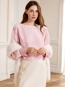 Clariva 1件女士纯色蓬松围巾，派对仿毛领，冬季婚礼仪式配饰 - 20世纪风格连衣裙 - 白色 - 查看 3